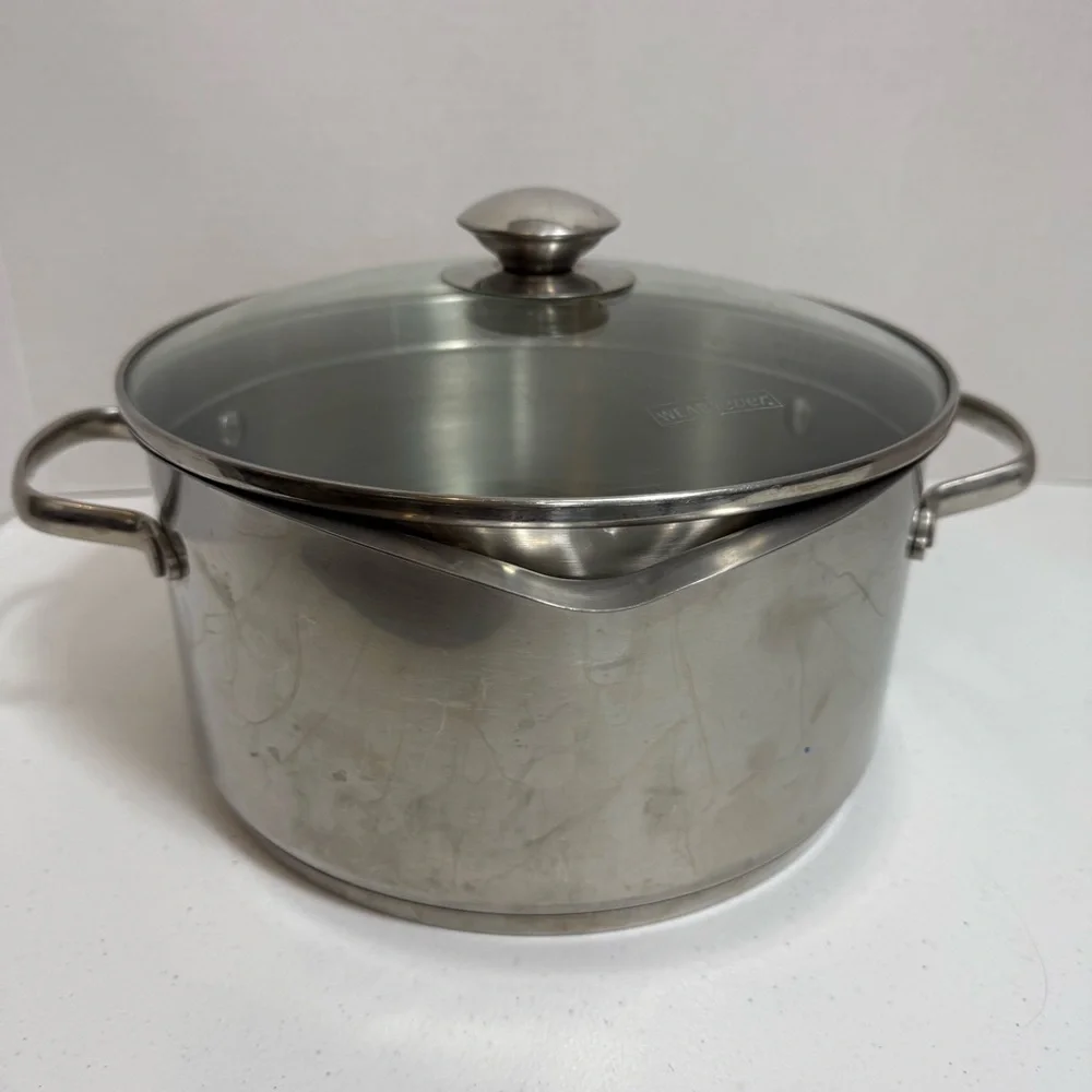 WearEver 5.5 Quart Stainless Steel Stock‎ Pot with Glass Lid Double Pour Spouts